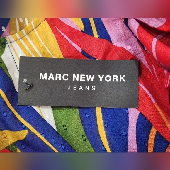 Marc New York Mulitcolor Boho Ruffle Sleeve Blouse Size 2Xlarge - Picture 8 of 8